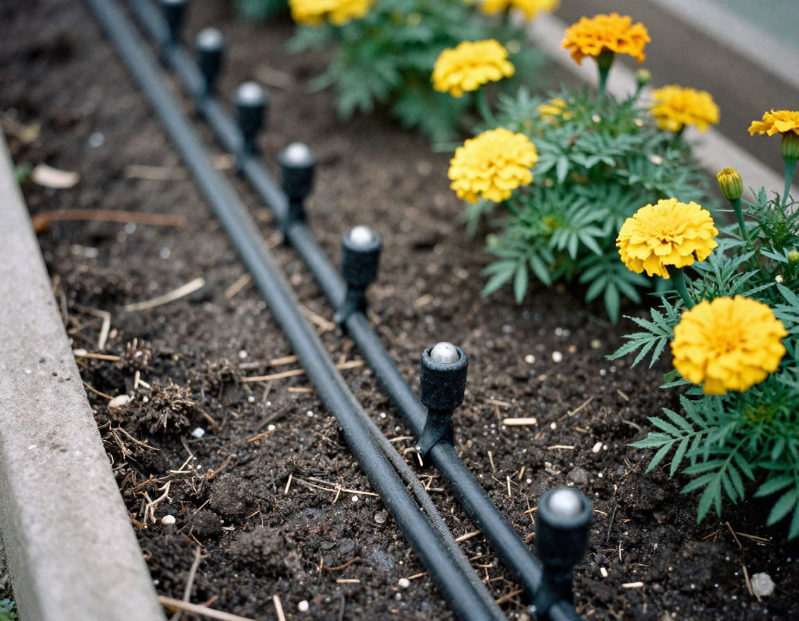 Tropfbewässerung für Blumenbeete